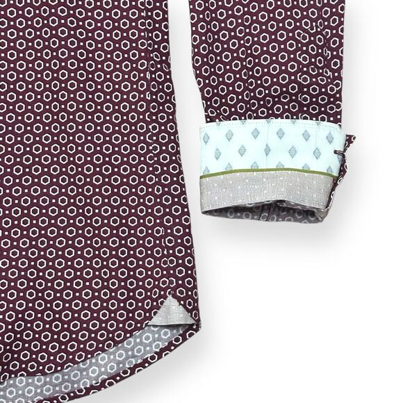 TED BAKER Modern Fit Button Up Shirt Wrinkle Resistant Work Night Out Red 15.5 - Picture 5 of 10